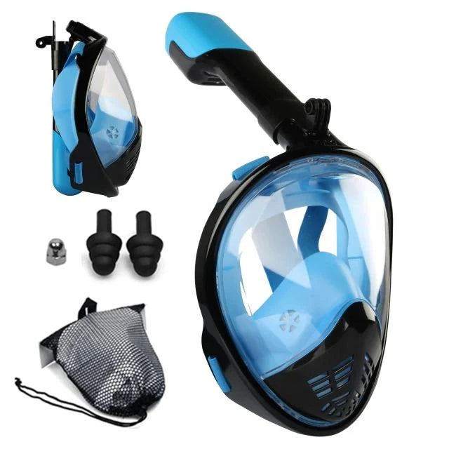 Full Face Snorkel Mask 180° Wide View Camera Mount