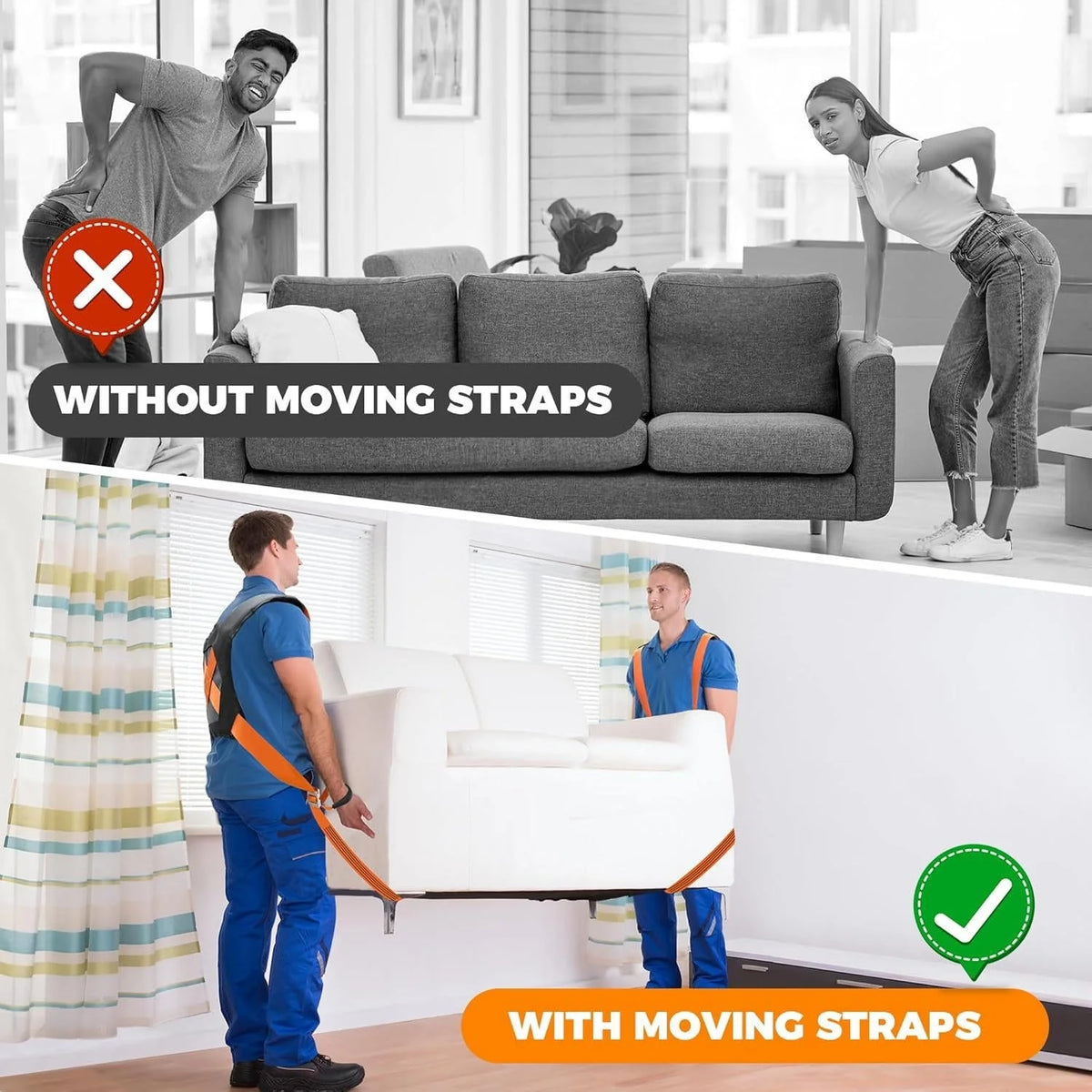 Furniture Moving Straps Adjustable Padded 400 Lb Capacity