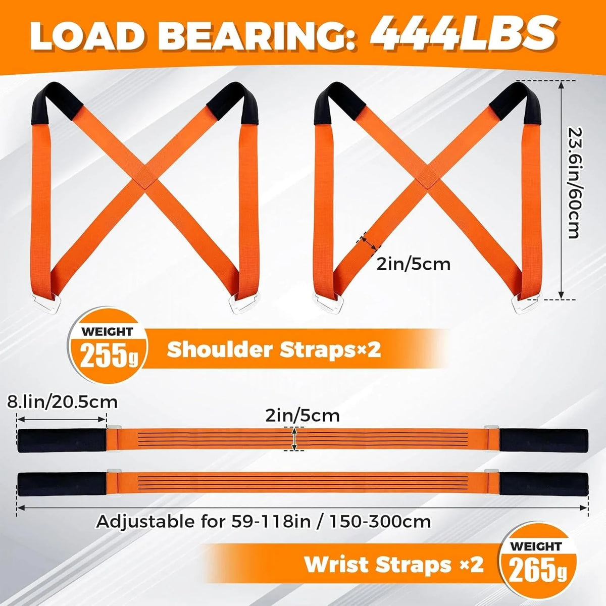 Furniture Moving Straps Adjustable Padded 400 Lb Capacity