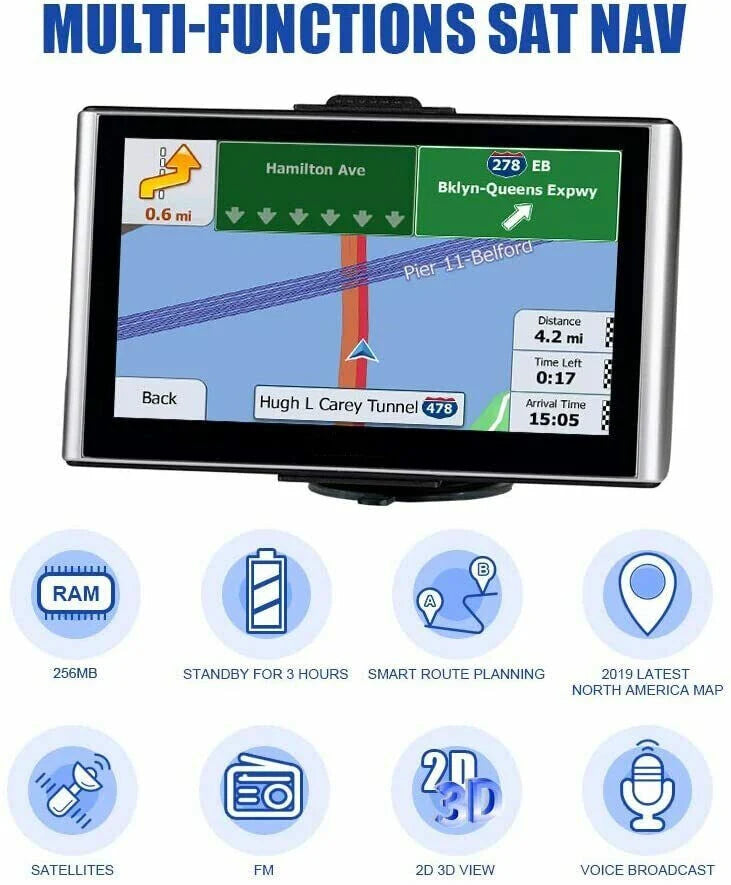 GPS Navigator 7-Inch Touchscreen Turn-by-Turn Voice Guidance