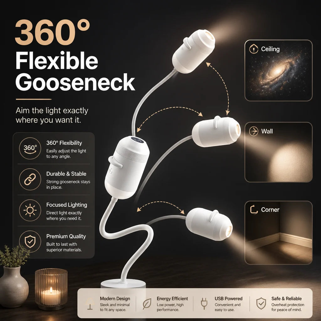 Galaxy Projector Star & Aurora Adjustable Brightness USB Powered