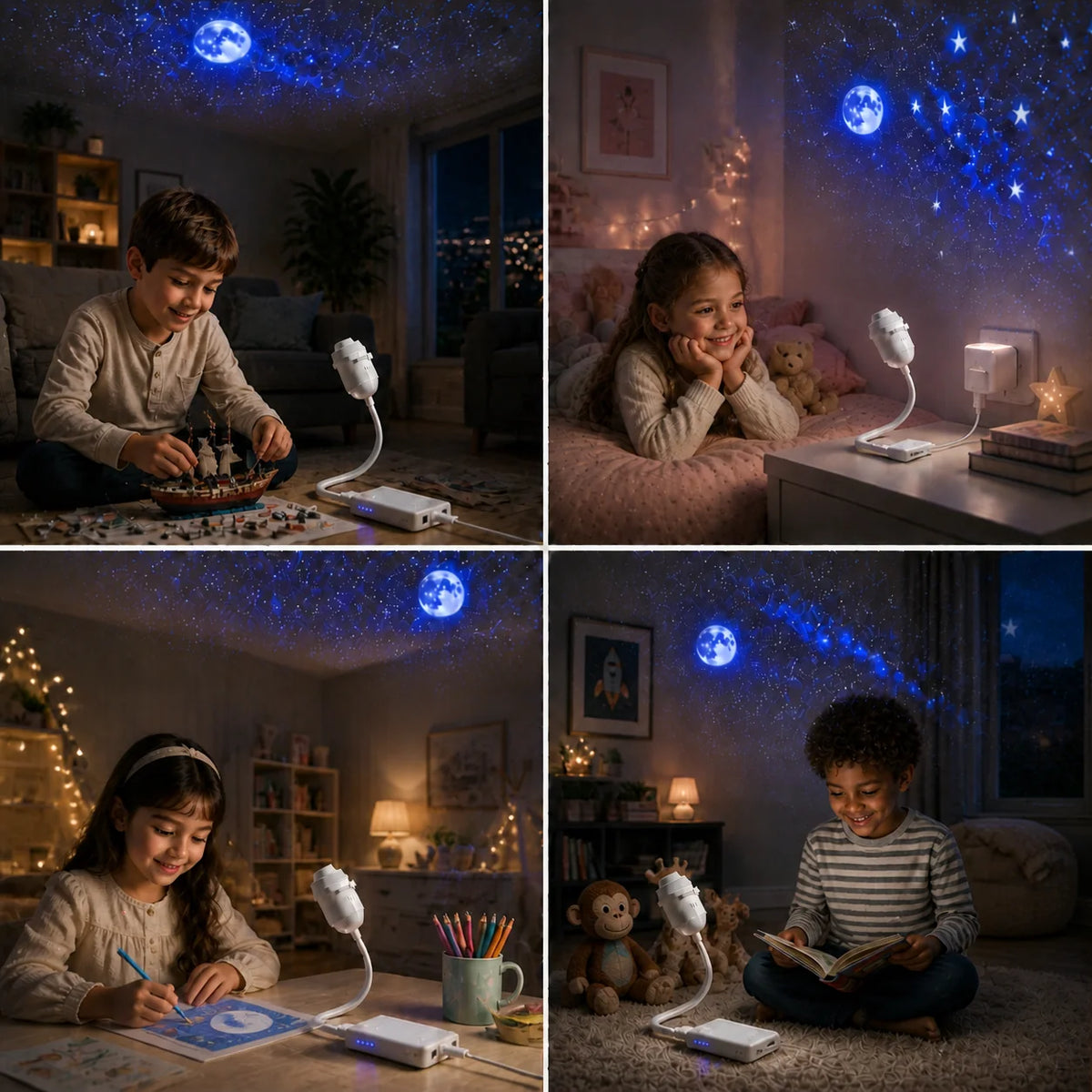 Galaxy Projector Star & Aurora Adjustable Brightness USB Powered