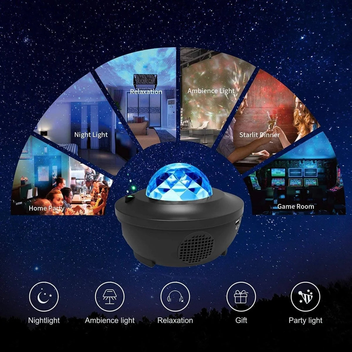 Galaxy Projector Star & Nebula Effects Rechargeable Bluetooth Speaker