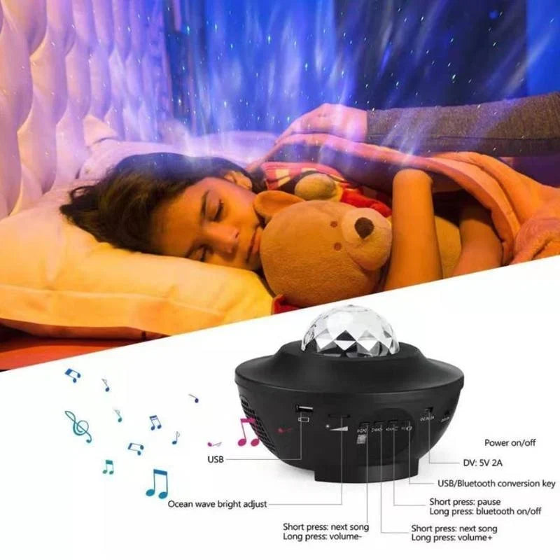 Galaxy Projector Starry Sky & Ocean Wave Bluetooth Speaker