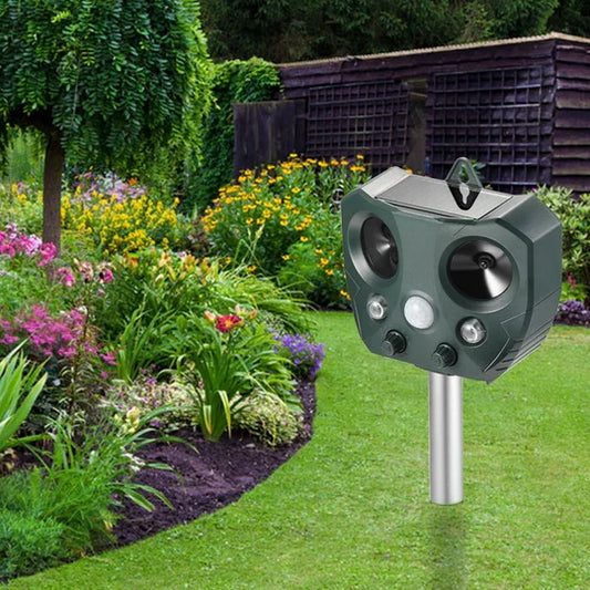 Garden Animal Repeller Solar-Powered Ultrasonic & Flashing LED