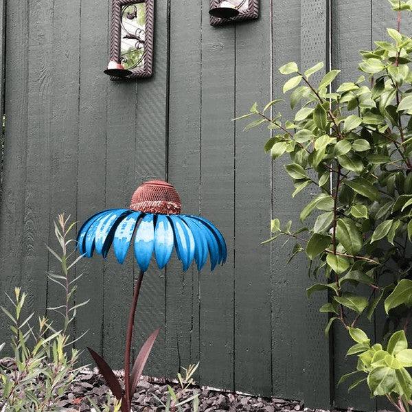 Garden Bird Feeder Coneflower Metal Lift Lid