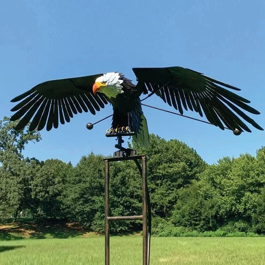 Garden Bird Sculpture Kinetic Wind-Swaying Weather-Resistant Metal