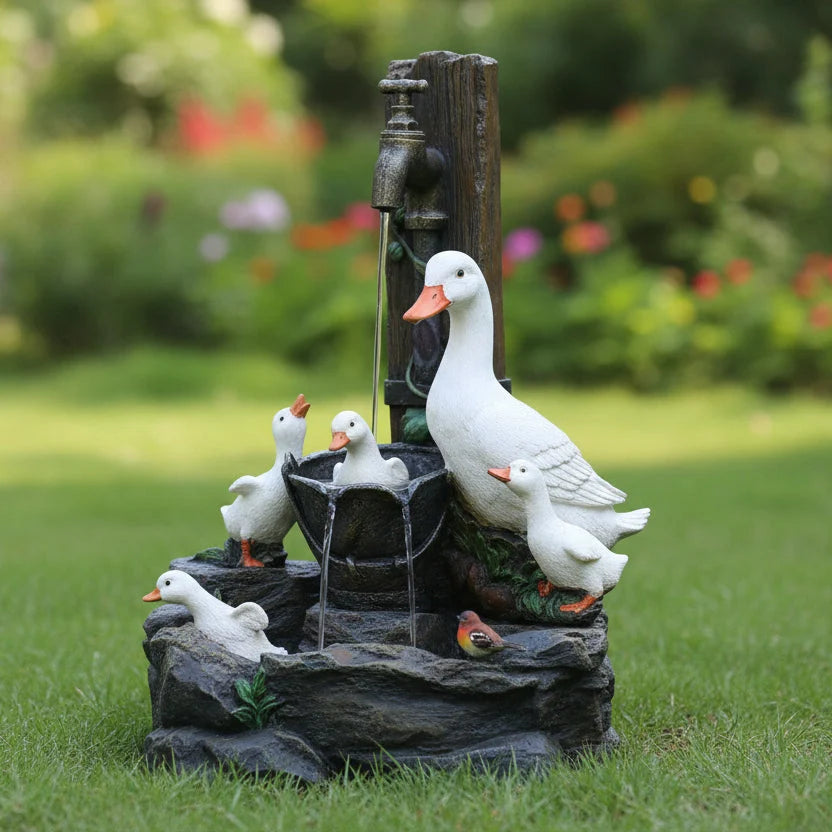 Garden Figurine Weather-Resistant Resin Duck & Squirrel