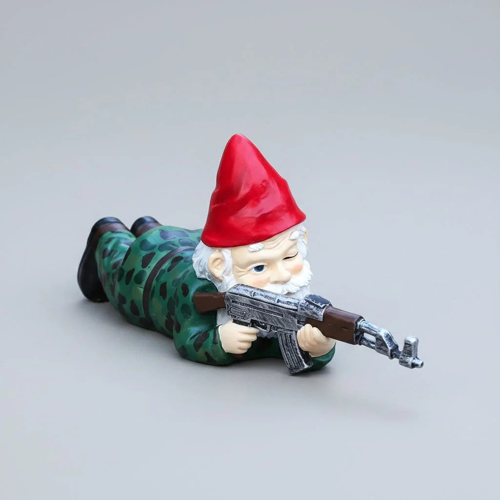 Garden Gnome Figurine Resin Tactical Design Outdoor Decor