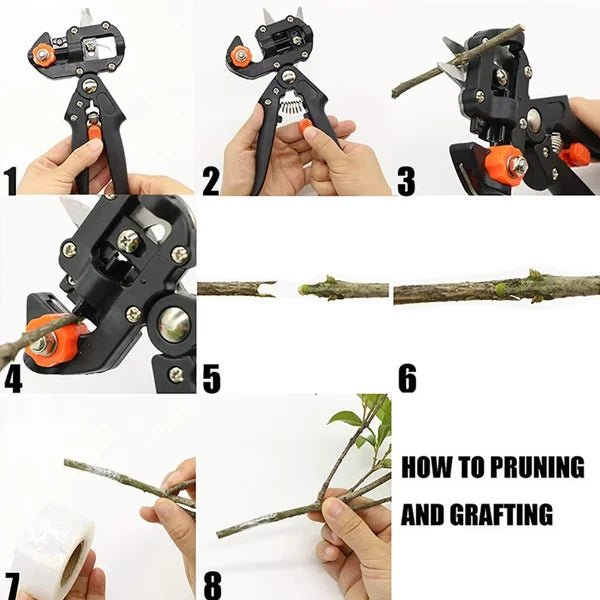 Garden Grafting Tool SK5 Steel 3 Interchangeable Blades Safety Lock