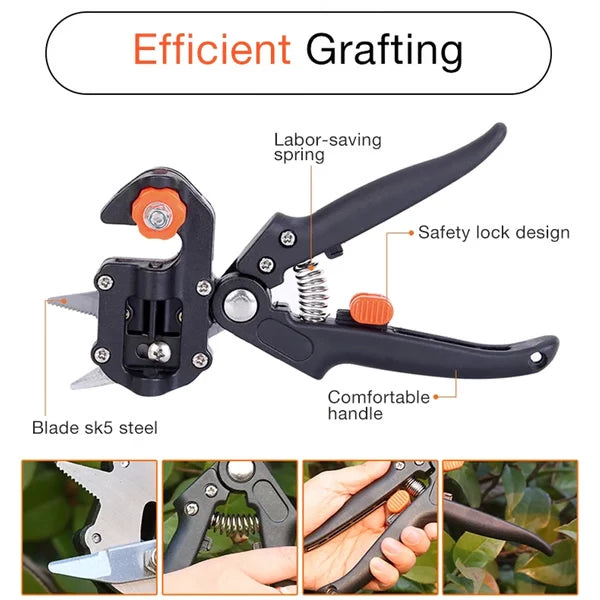 Garden Grafting Tool SK5 Steel 3 Interchangeable Blades Safety Lock