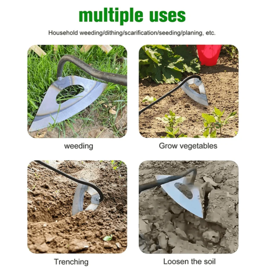 Garden Hoe Hollow Steel Blade Extension Rod Compatible