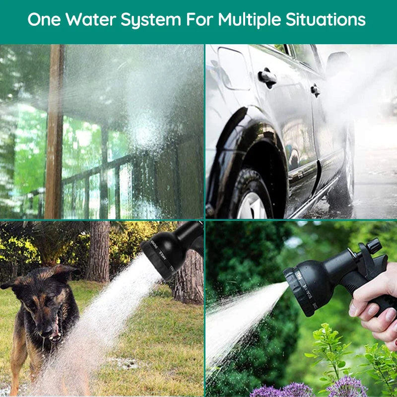Garden Hose Expandable 8-Pattern Spray Nozzle Kink-Resistant Design