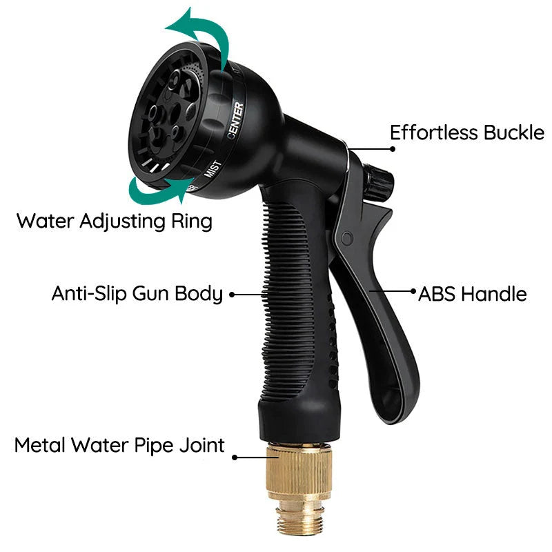 Garden Hose Expandable 8-Pattern Spray Nozzle Kink-Resistant Design