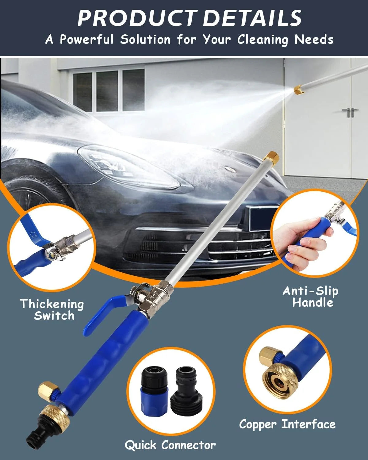 Garden Hose Spray Nozzle Brass Dual Heads Ball Valve Flow Control