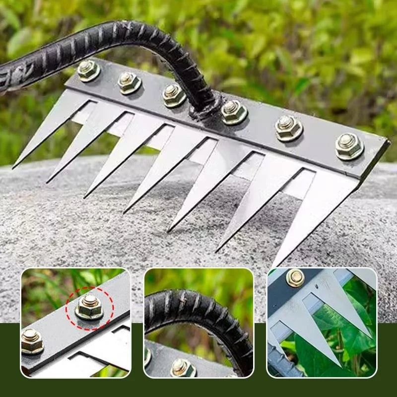 Garden Rake Head Carbon Steel Rust-Resistant Interchangeable P tines
