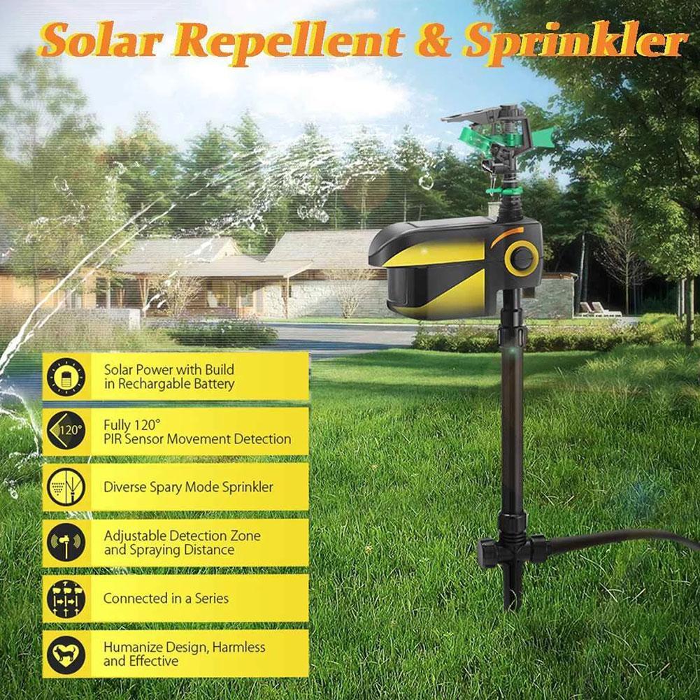 Garden Sprinkler Motion-Activated Solar-Powered 300° Rotating Spray