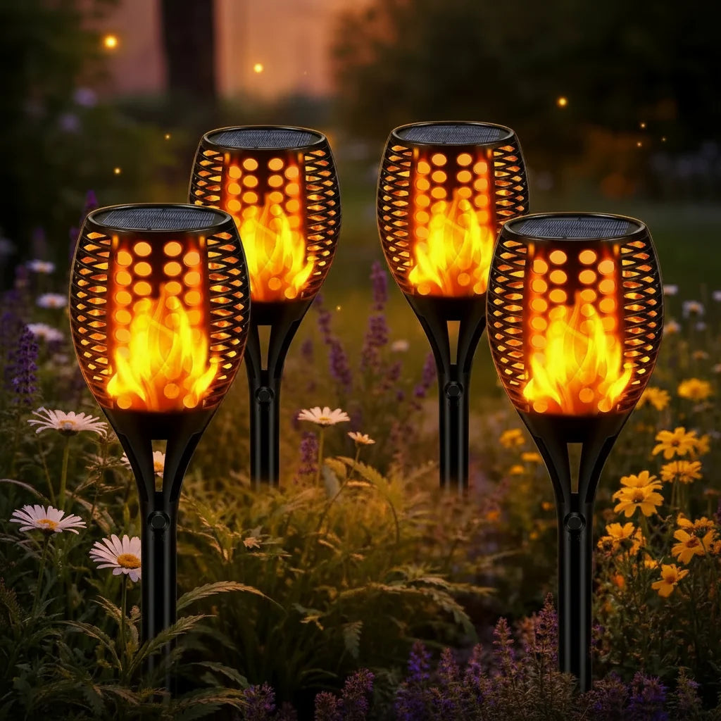 Garden Torch Solar Powered Flickering Flame Waterproof