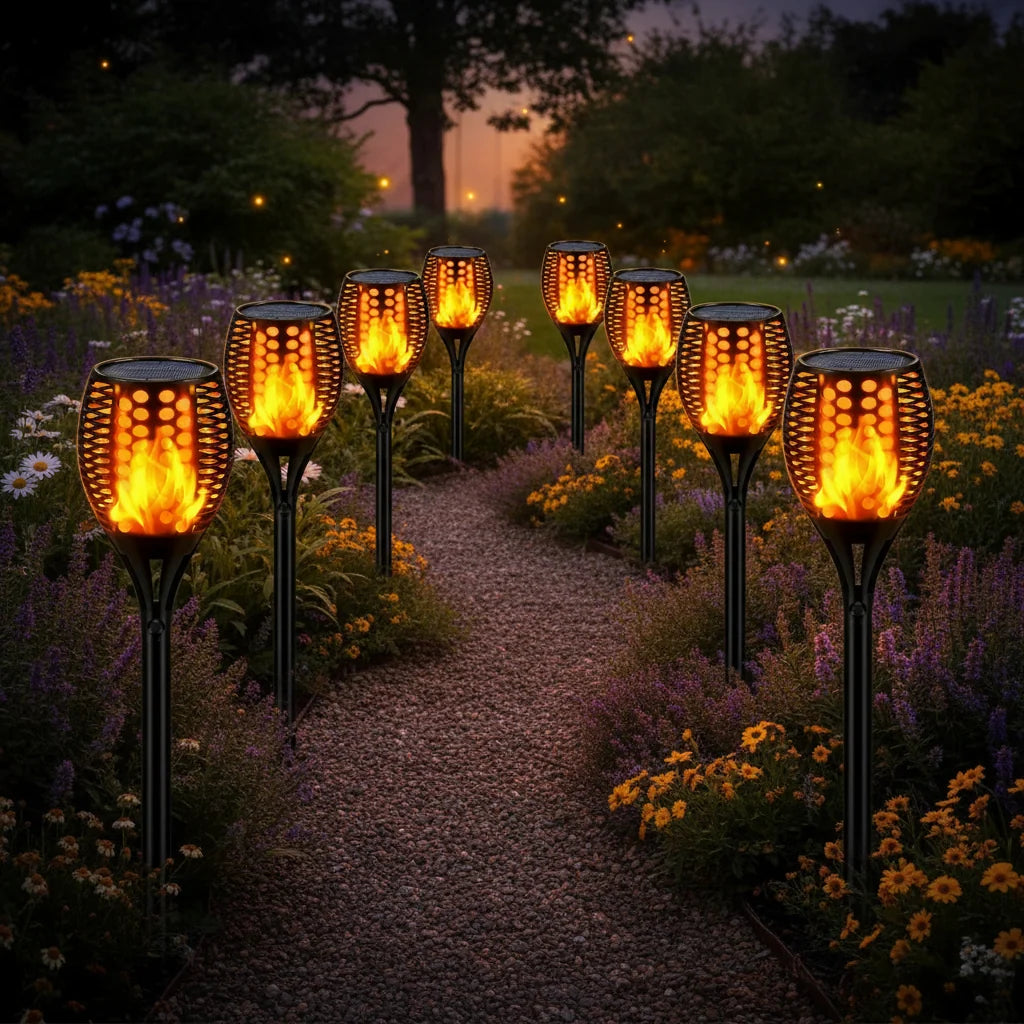 Garden Torch Solar Powered Flickering Flame Waterproof