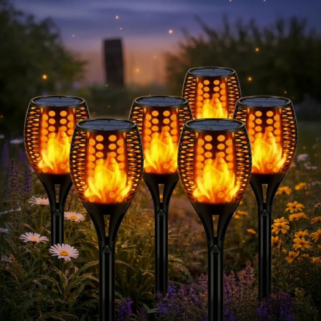 Garden Torch Solar Powered Flickering Flame Waterproof