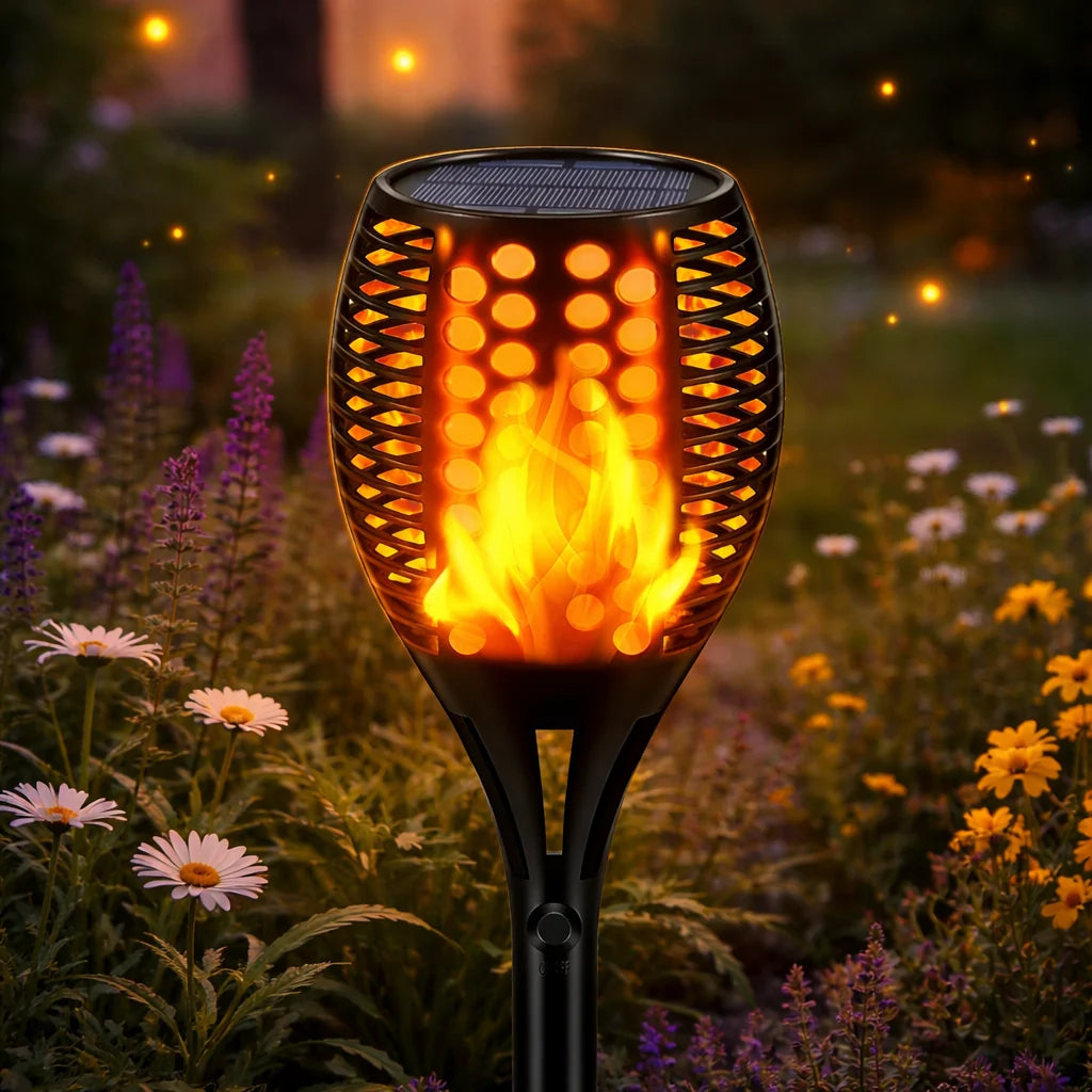 Garden Torch Solar Powered Flickering Flame Waterproof