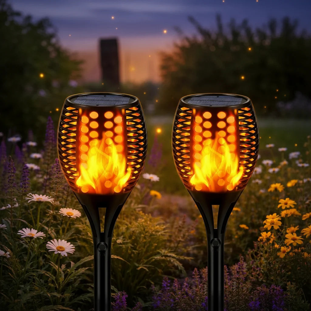 Garden Torch Solar Powered Flickering Flame Waterproof