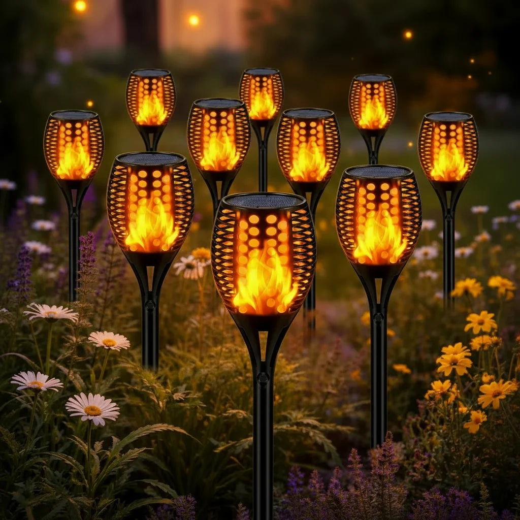 Garden Torch Solar Powered Flickering Flame Waterproof