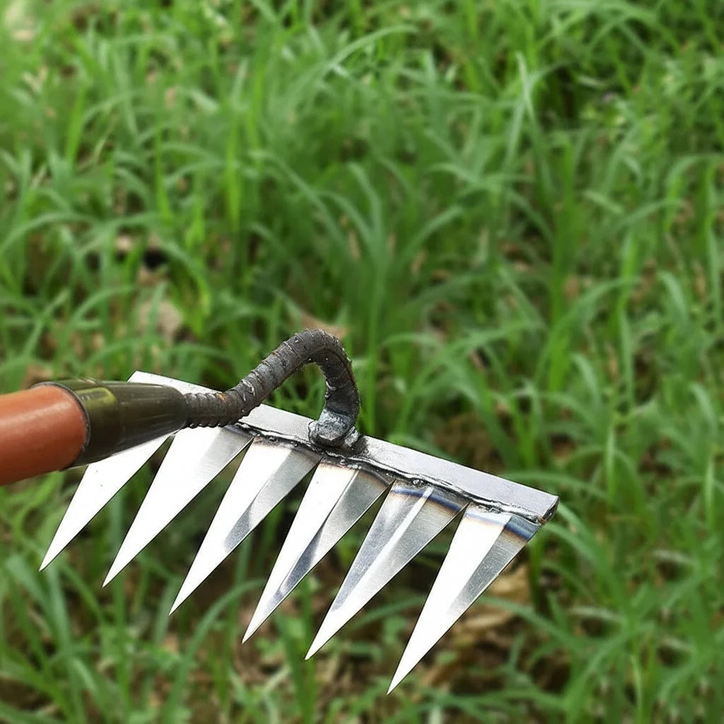 Garden Weeding Rake Forged Carbon Steel Narrow Head Soft Grip