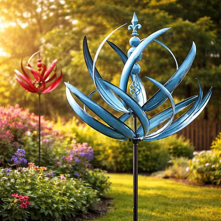 Garden Wind Spinner Metal Lotus Design 35.4-Inch