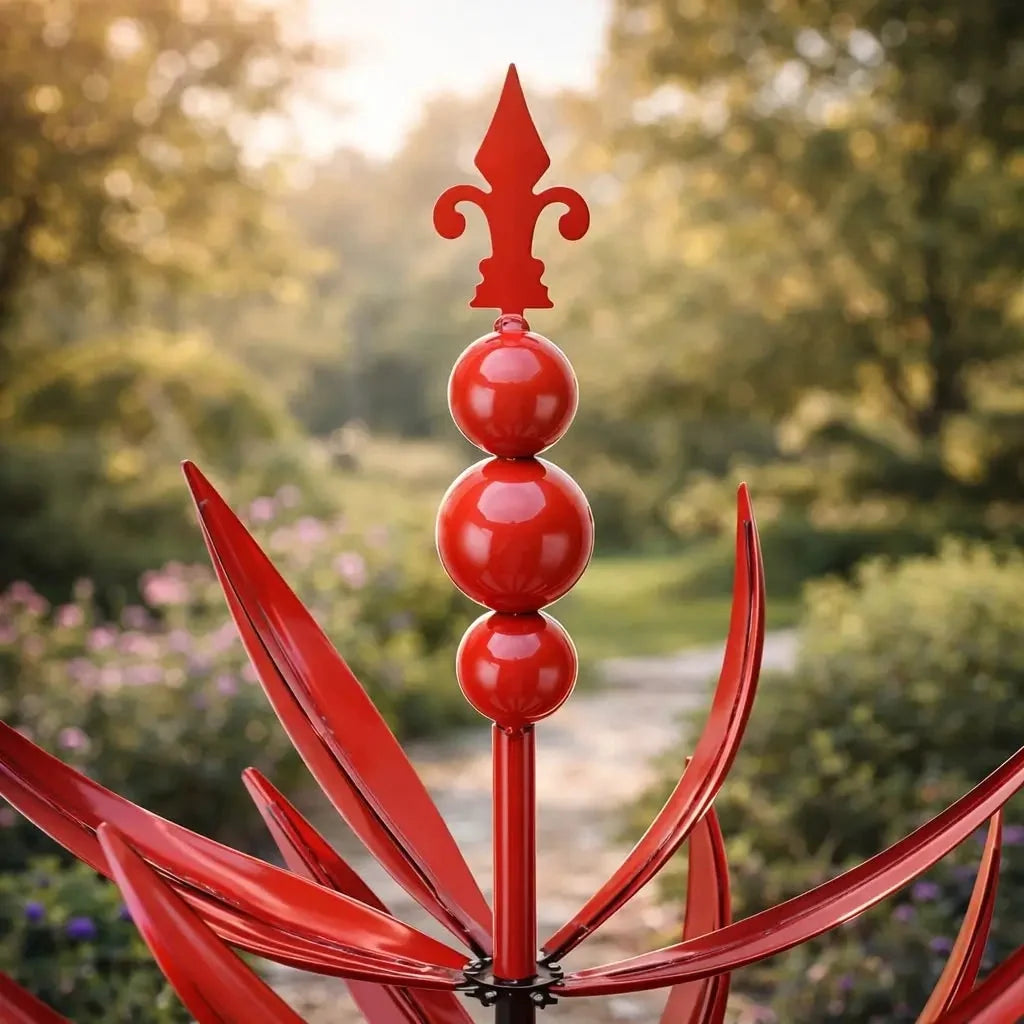 Garden Wind Spinner Metal Lotus Design 35.4-Inch