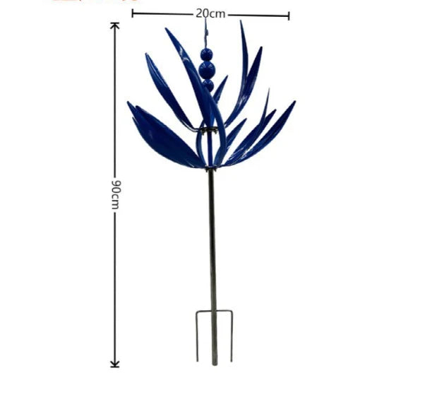 Garden Wind Spinner Metal Lotus Design 35.4-Inch