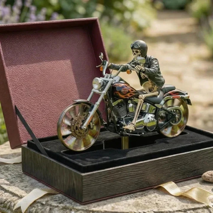 Garden Wind Spinner Skeleton Motorcycle Weather-Resistant Acrylic