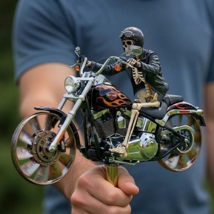 Garden Wind Spinner Skeleton Motorcycle Weather-Resistant Acrylic