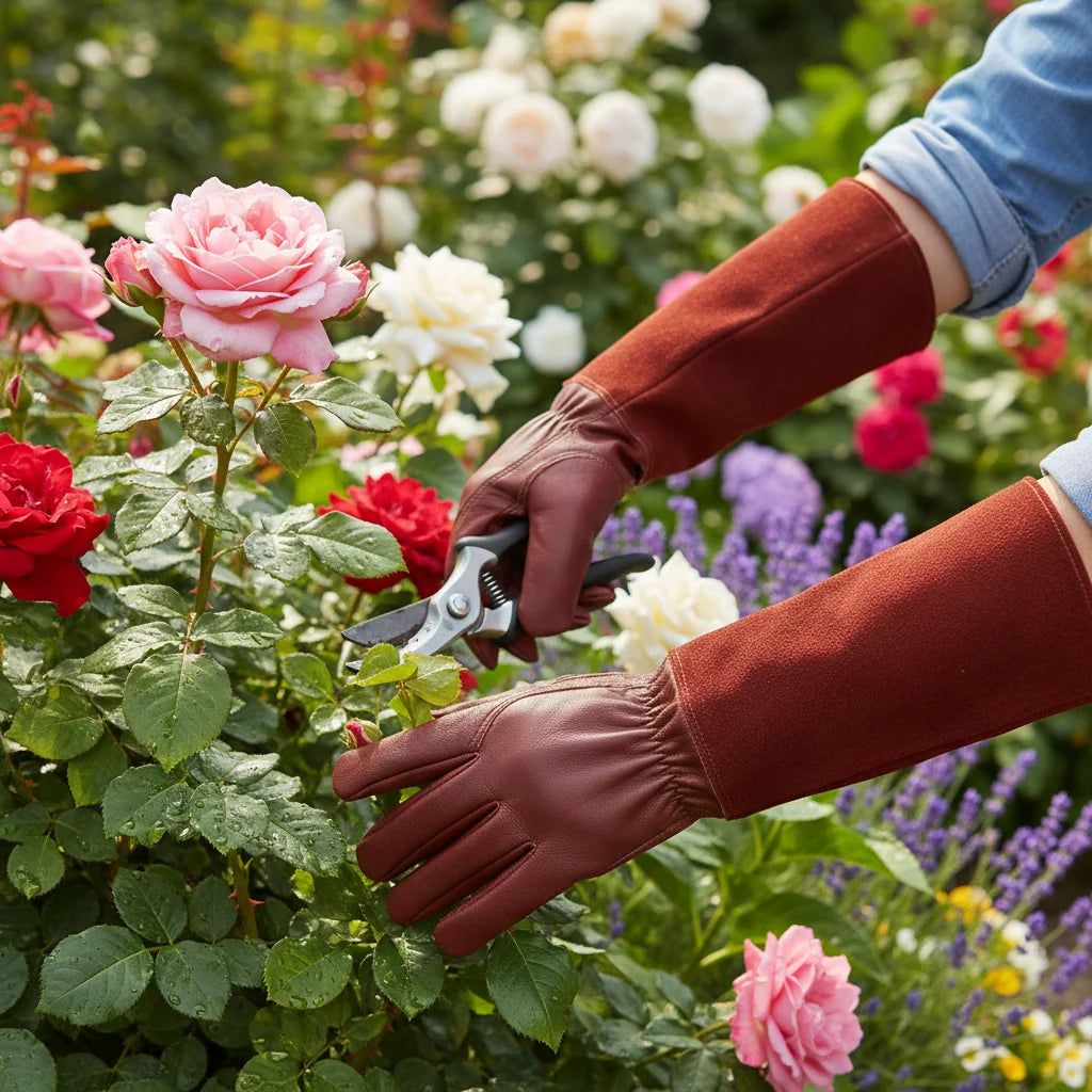 Gardening Gloves Thorn Protection Reinforced Stitching Elastic Wrist Strap