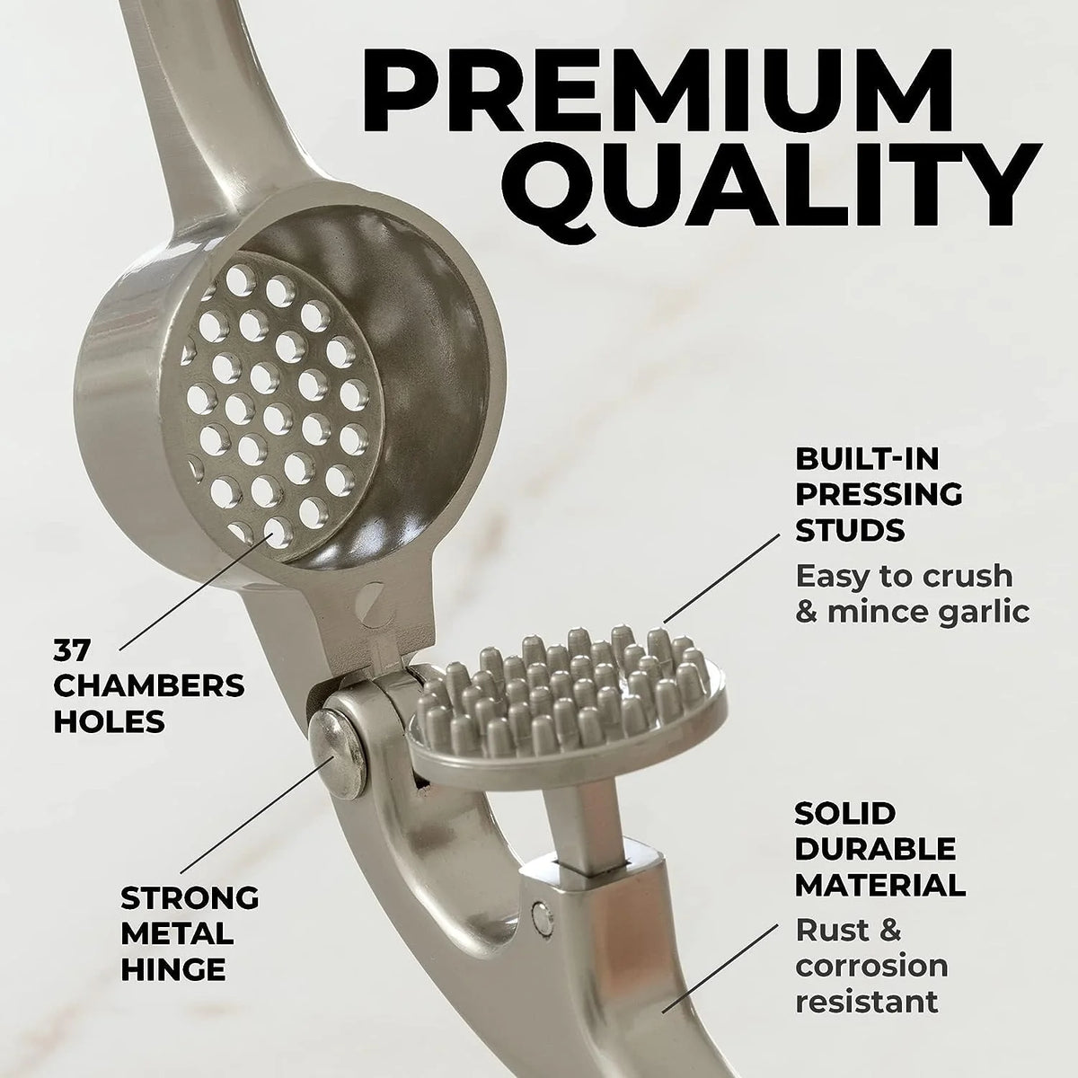 Garlic Press 37-Hole Dishwasher-Safe Ergonomic Grip