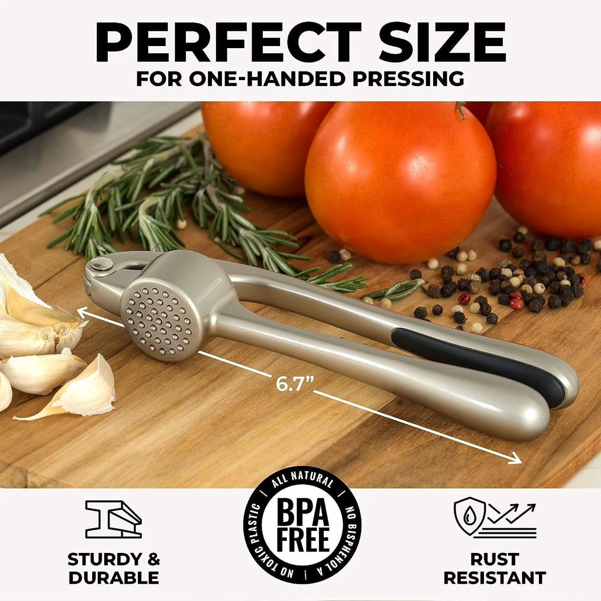 Garlic Press 37-Hole Dishwasher-Safe Ergonomic Grip