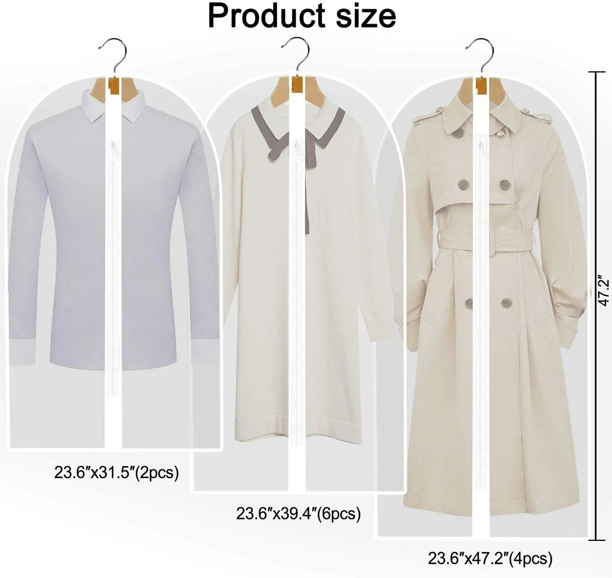 Garment Bags Set of 4 71-Inch Dust Protection