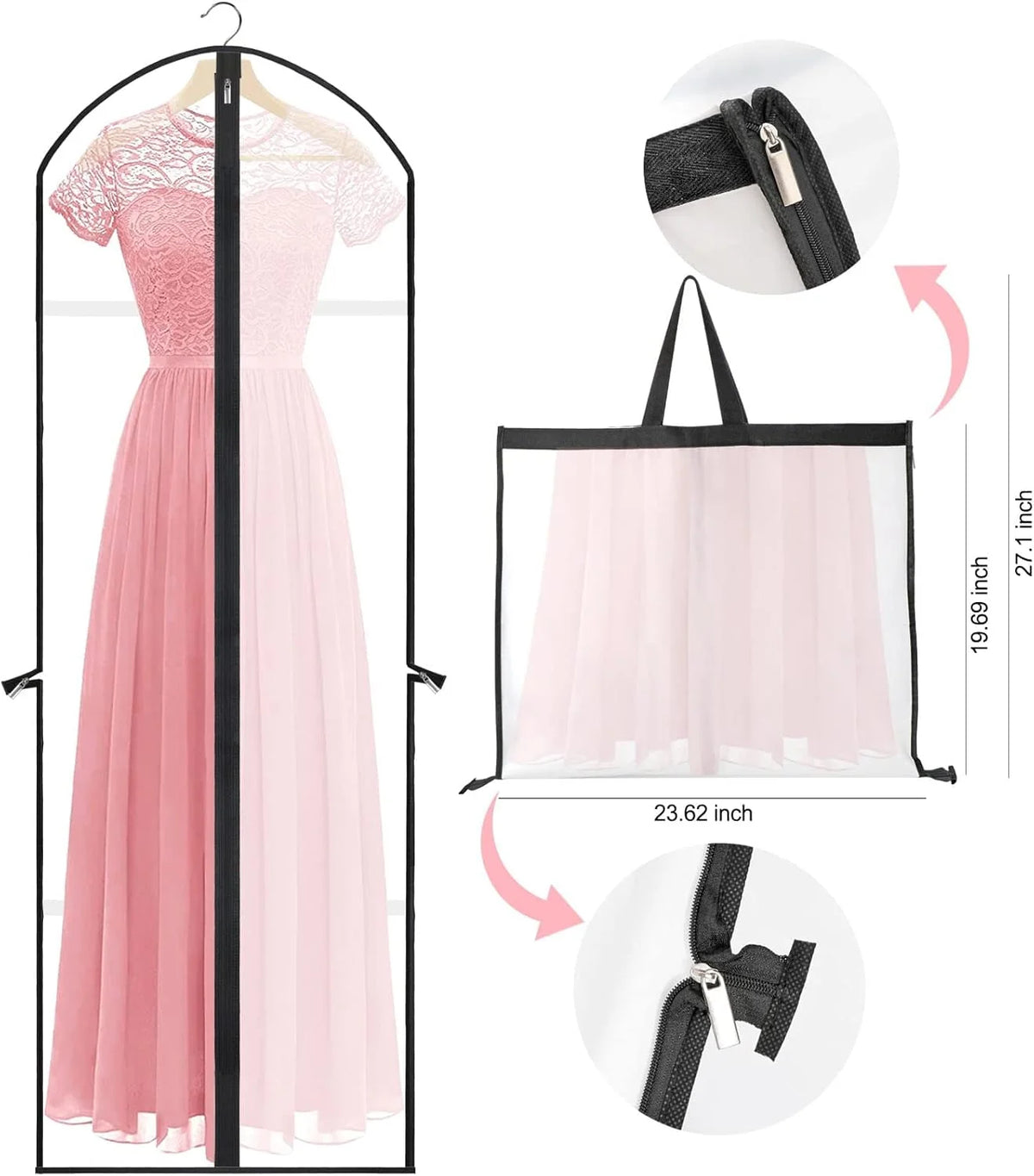 Garment Bags Set of 4 71-Inch Dust Protection