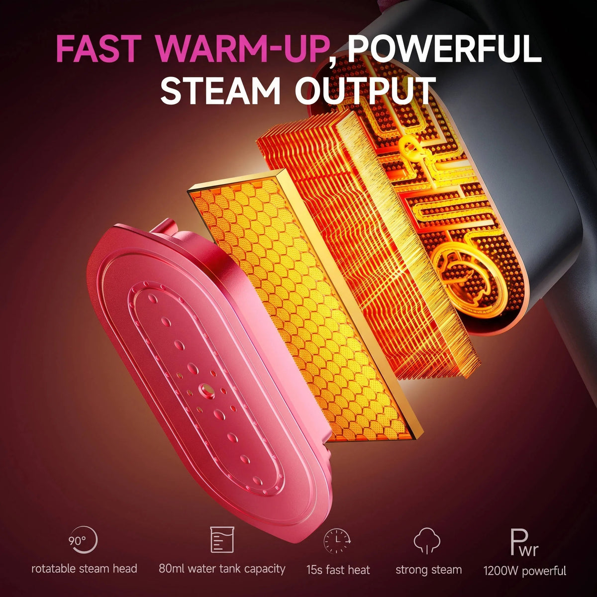 Garment Steamer Portable 15-Second Heat 90-Degree Swivel Head