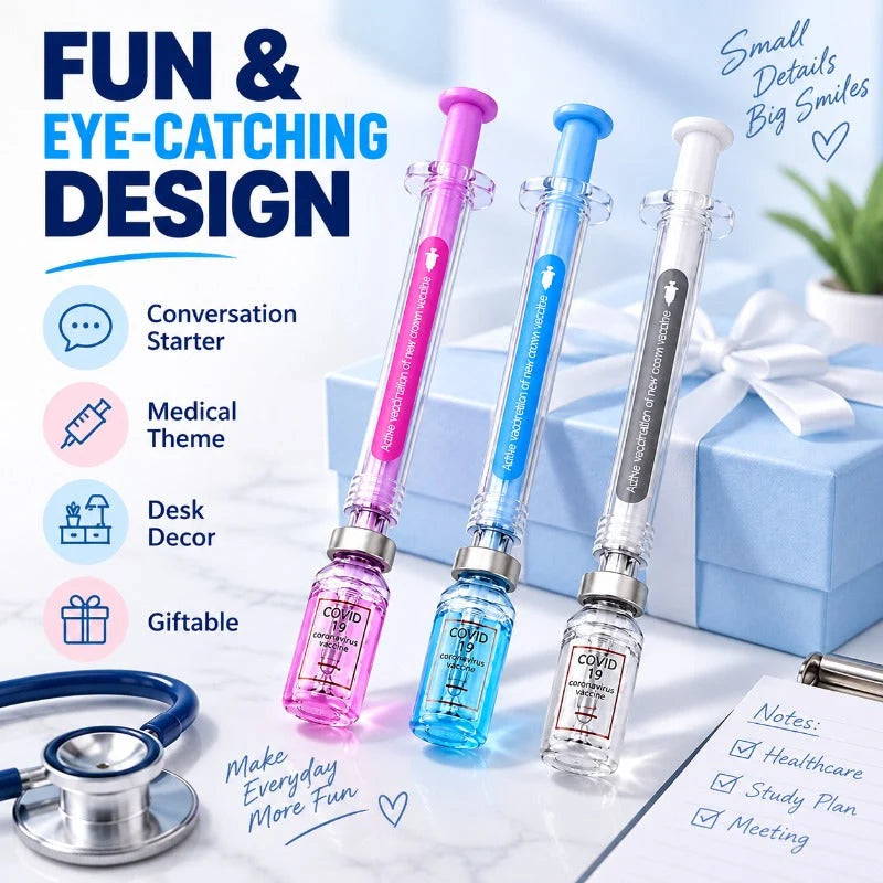 Gel Pens Syringe-Shaped Fine Tip Set of 3