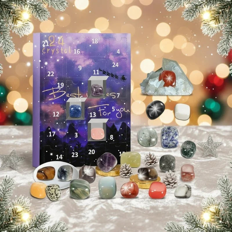 Gemstone Advent Calendar 24 Natural Stones Guide Booklet Included