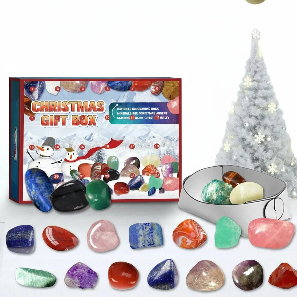 Gemstone Advent Calendar 24 Natural Stones Guide Booklet Included