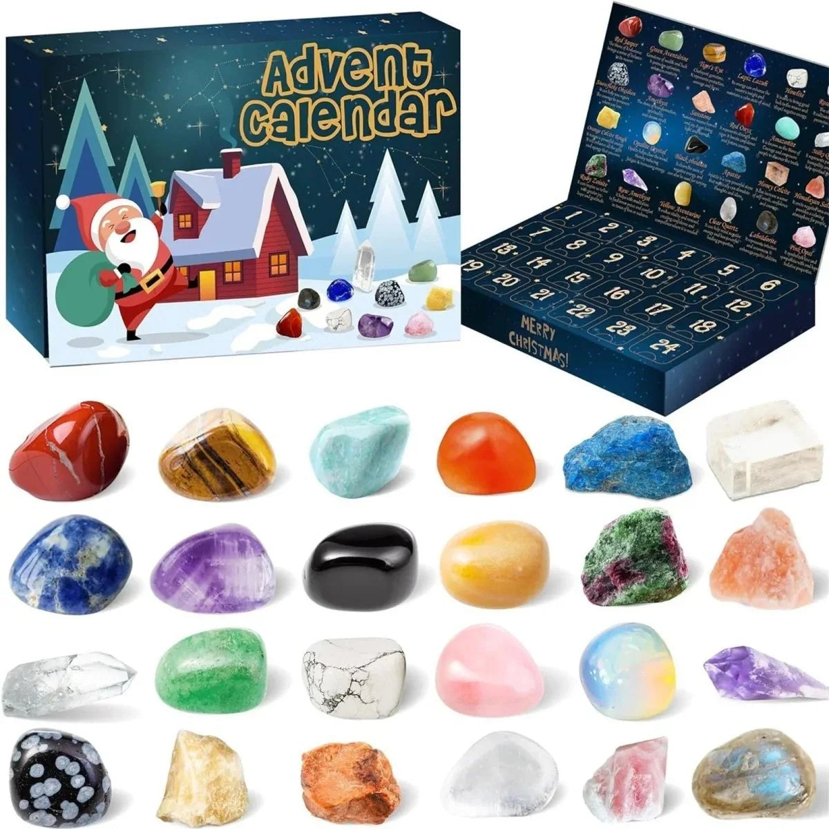 Gemstone Advent Calendar 24 Natural Stones Guide Booklet Included