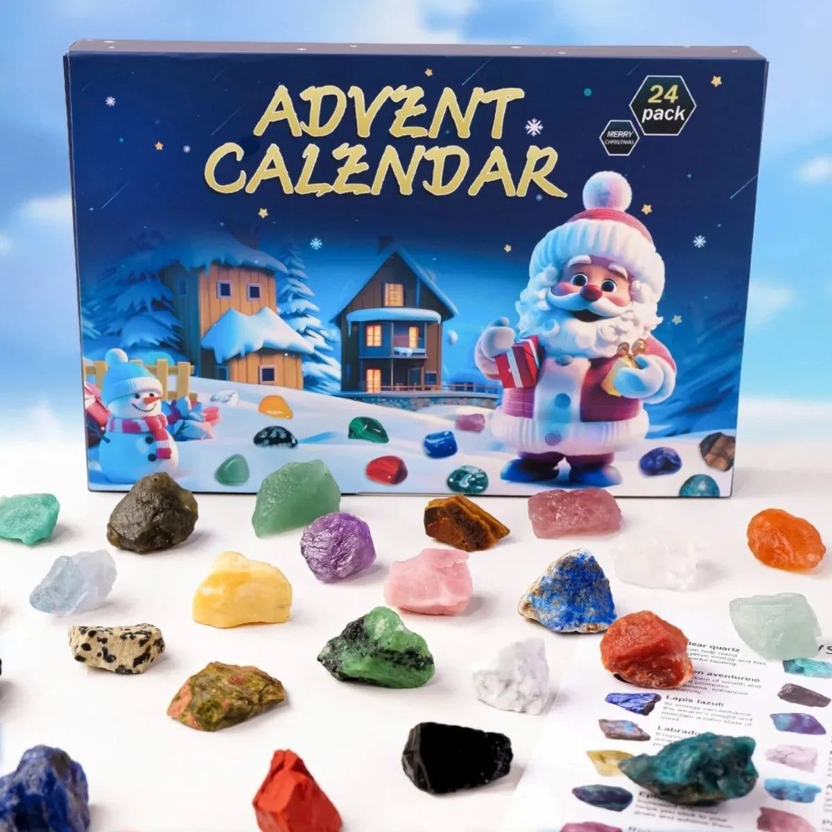 Gemstone Advent Calendar 24 Natural Stones Guide Booklet Included