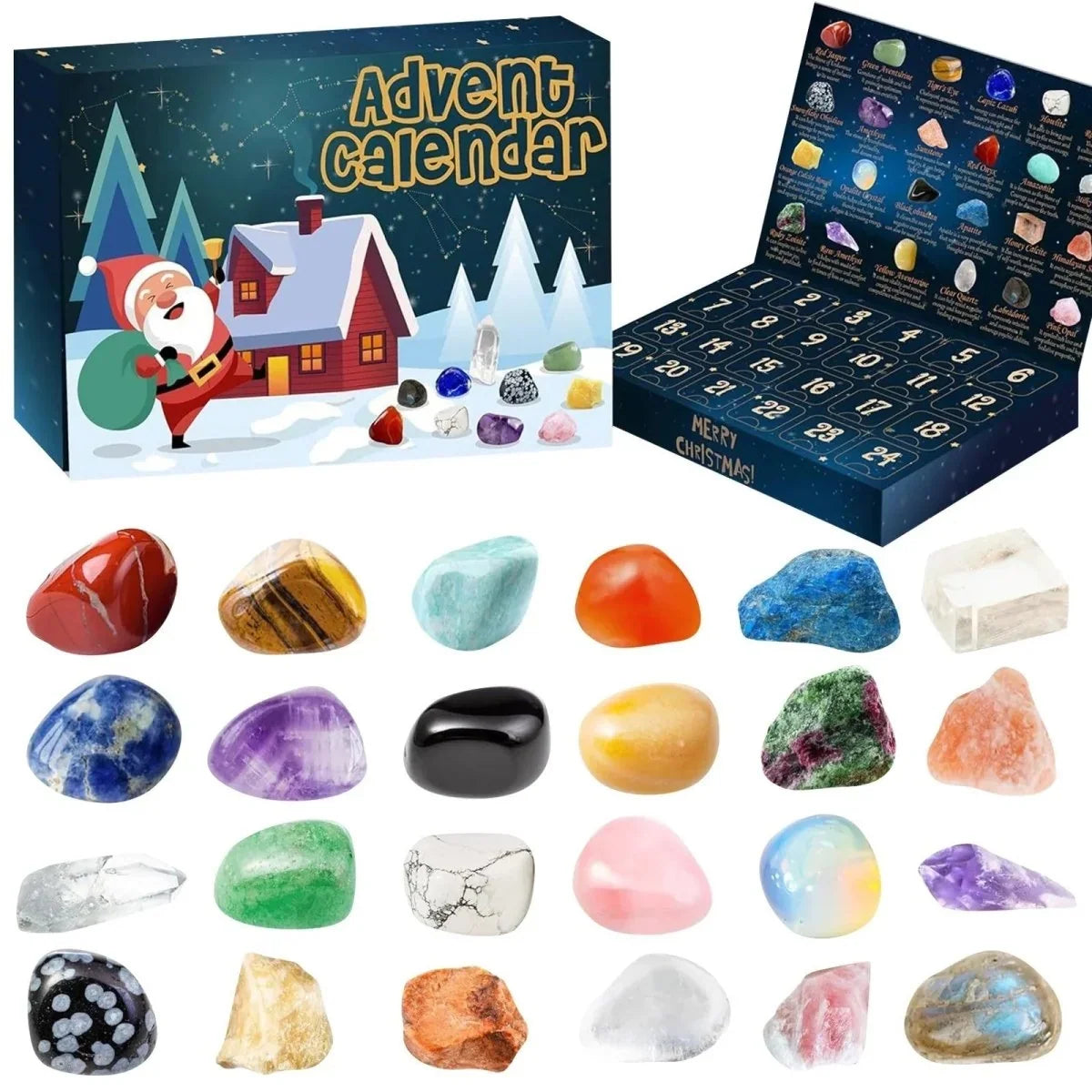 Gemstone Advent Calendar 24 Natural Stones Guide Booklet Included