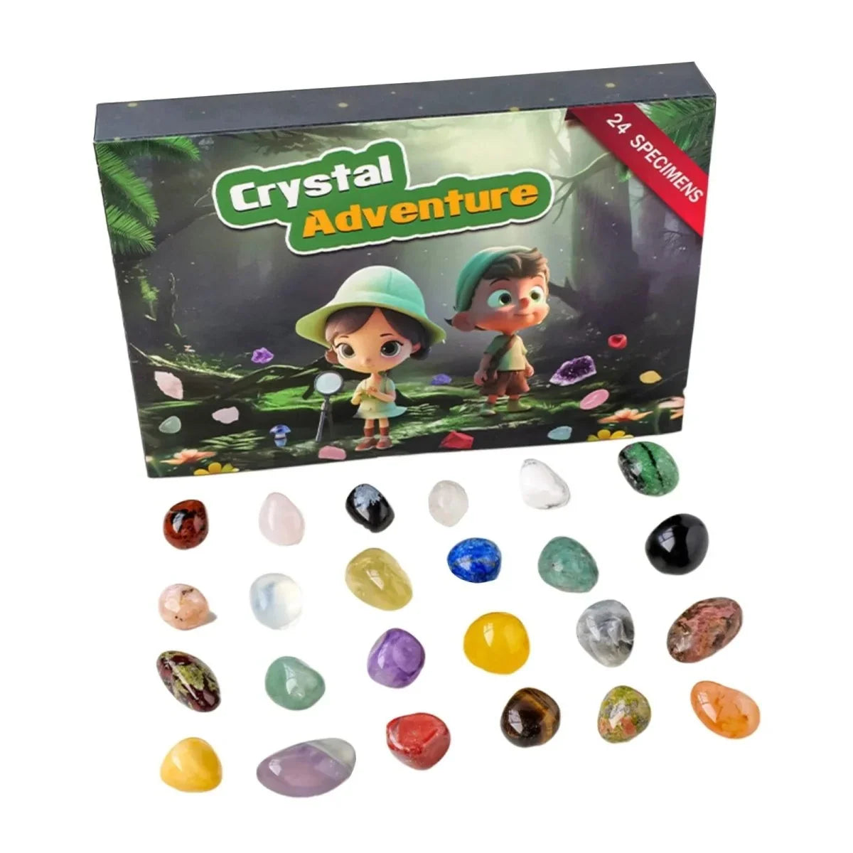 Gemstone Advent Calendar 24 Natural Stones Guide Booklet Included