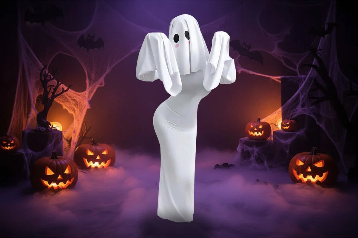Ghost Bride Costume Polyester Dress & Mask Set