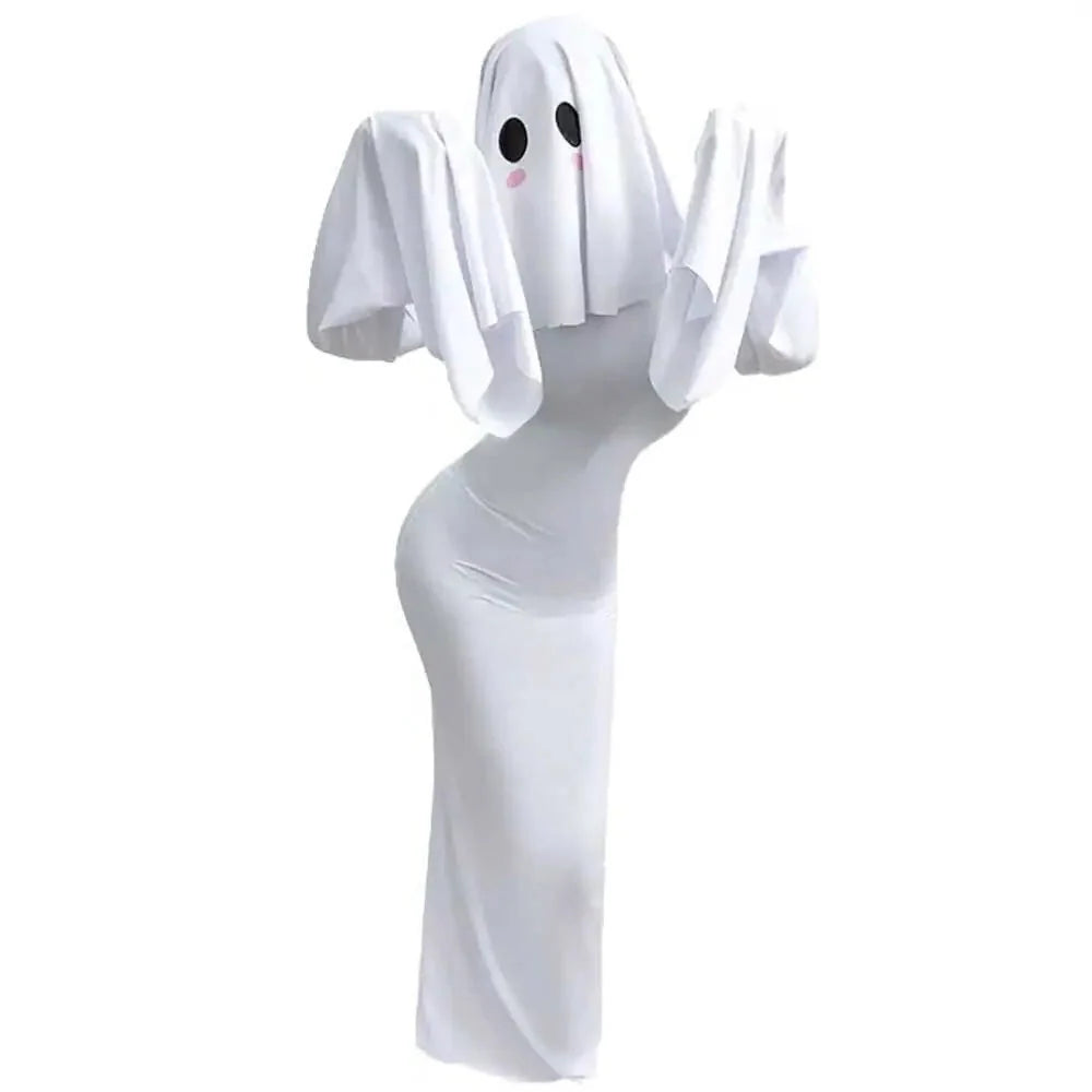 Ghost Bride Costume Polyester Dress & Mask Set