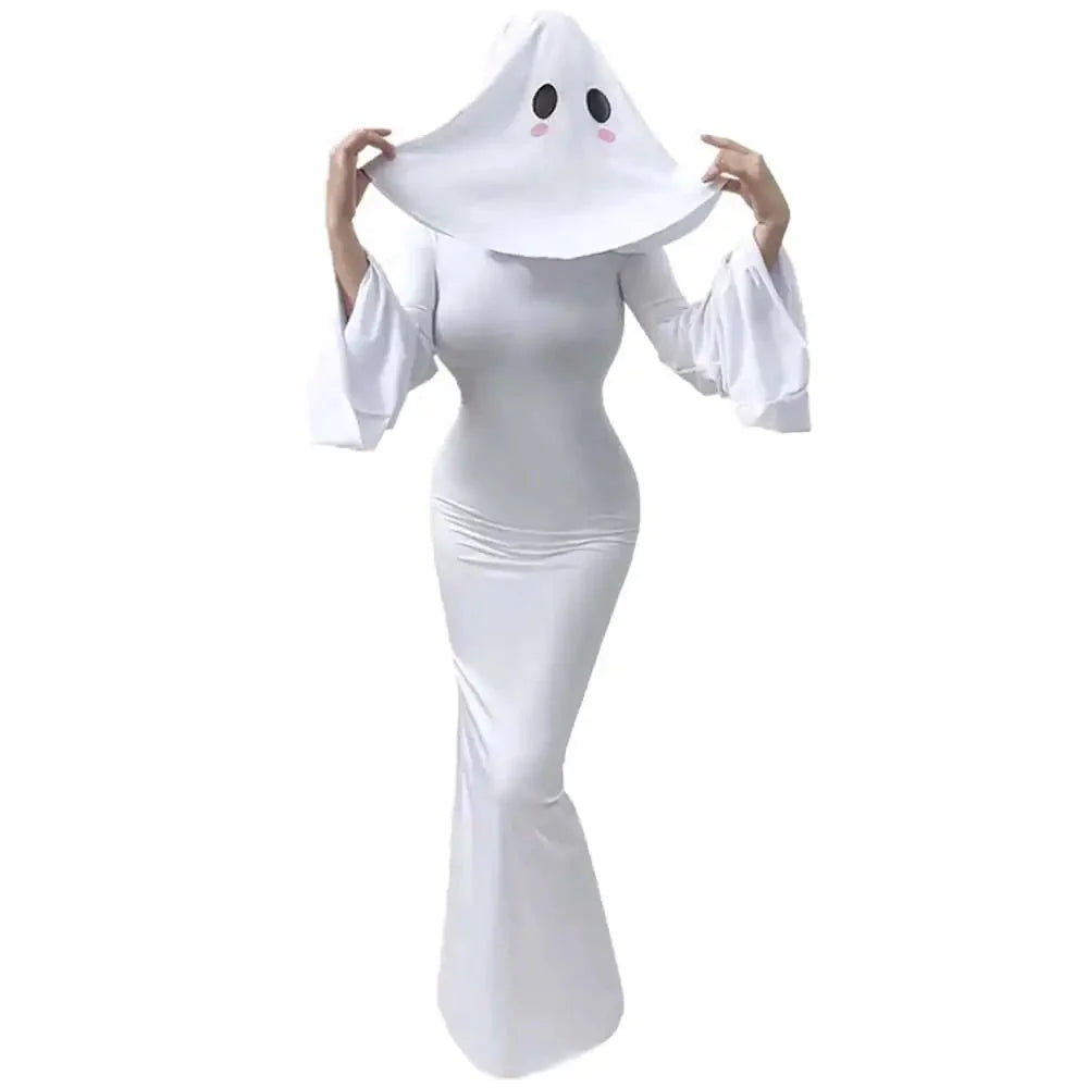 Ghost Bride Costume Polyester Dress & Mask Set