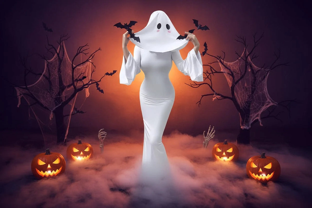 Ghost Bride Costume Polyester Dress & Mask Set